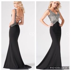 MonCheri for Colette top beaded sleeveless long gown